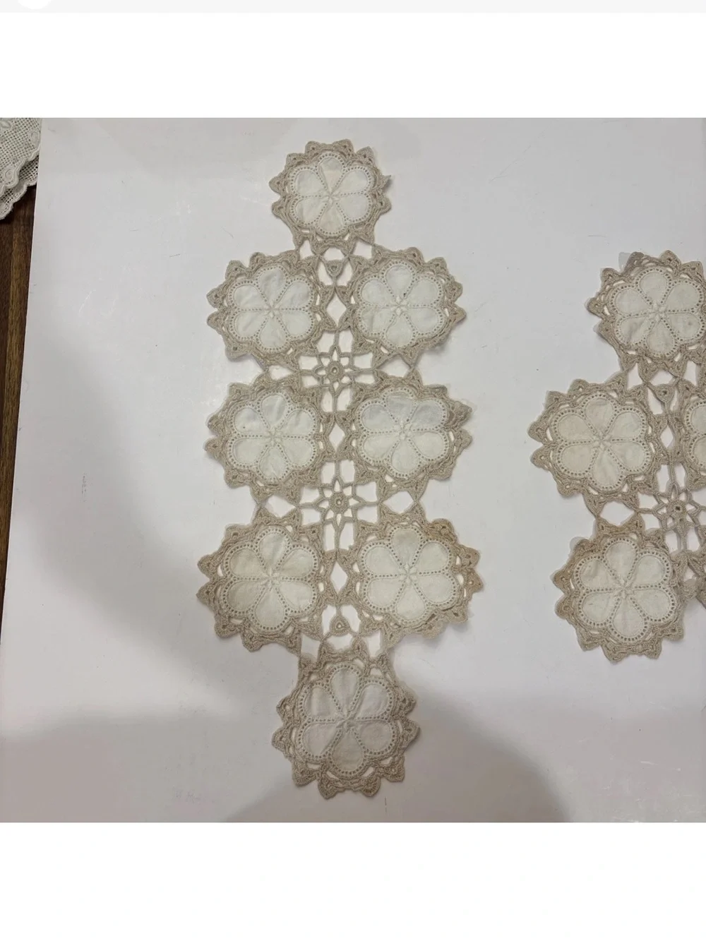 Set Of 2 Vintage Ivory Doilies Dresser Cloths Or Table runners
